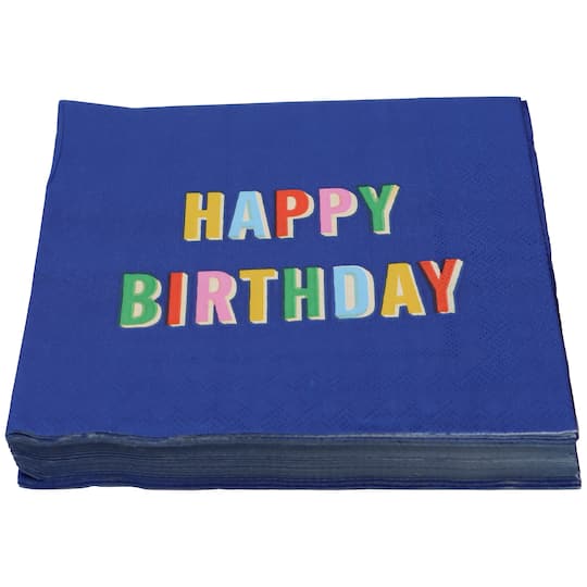 12 Packs: 20 ct. (240 total) Blue Happy Birthday Lunch Napkins by Celebrate It™